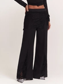 SHEIN BAE بنطلون بدلة نسائي بلون موحد للارتداء اليومي العادي - الأسود - مشاهدة 7
