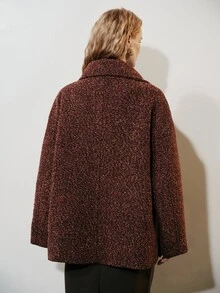 Aveloria Modichic Sweater Top Oversized Tweed Textured Integrated Scarf Collar High Neck Drop Shoulder Elegant Burgundy Fall Clothes For Women Winter Sweaters Christmas - Multicolor - View 3