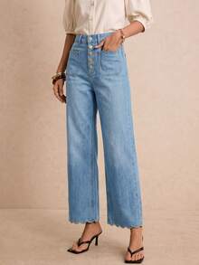 Poéselle Women's Casual Daily Wear Denim Jeans With Pockets - Light Wash - View 4