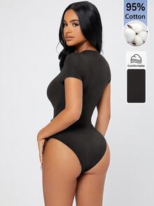 SHEIN PETITE 純色修身連身衣，適合嬌小女性 - 深灰色 - 查看 3
