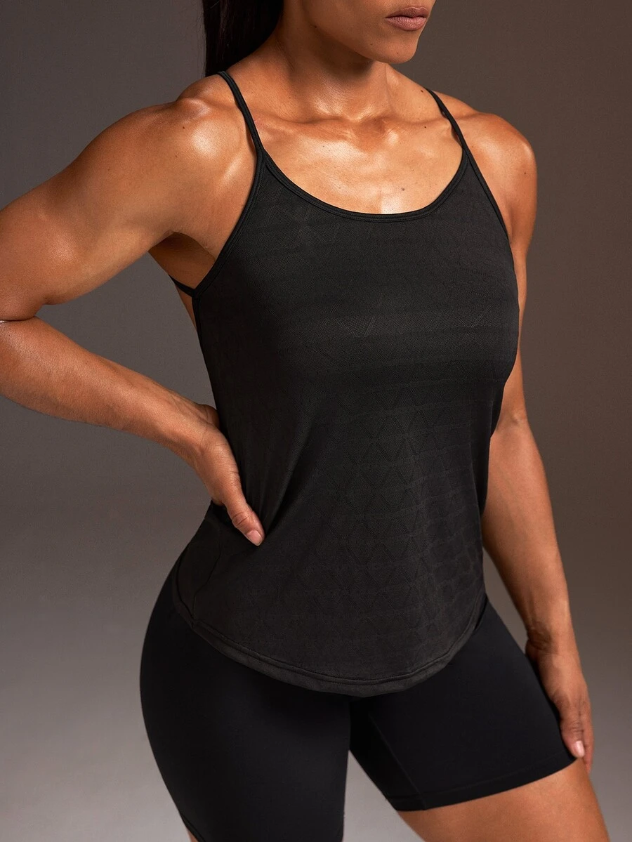 Powerista Women's Solid Color Back Cutout Sports Tank Top - Black - View 1