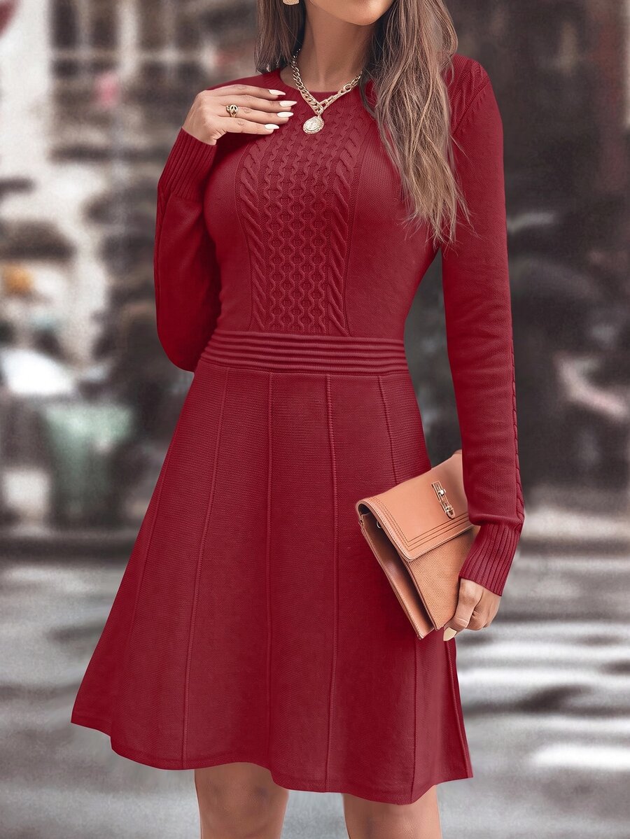 SHEIN Cable Knit Seam Detail Jumper Dress