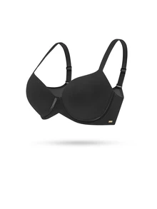 LUVLETTE Dream Curve Support + Black Smooth Full Coverage Support T-Shirt Minimizer Bra Breathable Mesh Molded Cups Flexi SizeFreedom Bra - Black - View 6