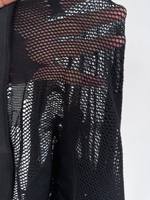 Whyspr Women's Plus Size Bat Pattern Fishnet Sexy Leggings - Black - View 7