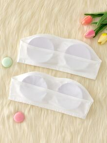 Teen Girl Strapless Bra Simple Versatile Daily 2pcs Set - White - View 4