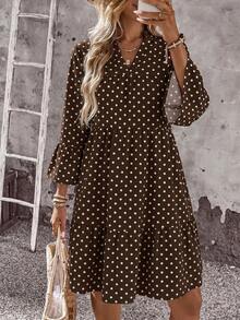 EMERY ROSE Casual Retro Polka Dot Print Plus Size Dress - Multicolor - View 4