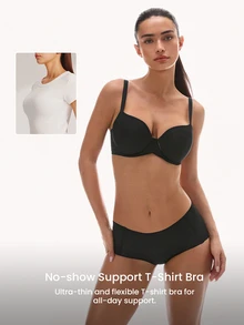 LUVLETTE Dream Curve Support + Black Smooth Full Coverage Support T-Shirt Minimizer Bra Breathable Mesh Molded Cups Flexi SizeFreedom Bra - Black - View 10