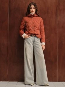 Anewsta Women's Regular Fit Cotton Padded Jacket - Rust Brown - View 5