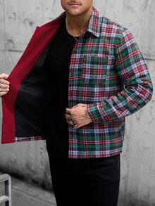 Manfinity CasualCool 男士休閒大衣，格紋布料，適合日常穿著，也是送給男友和丈夫的理想禮物 - 彩色 - 查看 7