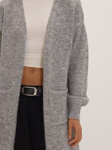 MUSEYN Grey Knit Longline Cardigan Versatile Lounge Everyday Date Night Chic New Season Fall - Grey - View 4
