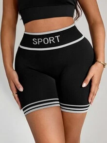 Slayform Slayform Women's Versatile Striped Colorblock Sports Shorts For Fitness - Black - View 1