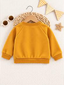 SHEIN Baby Boy Cartoon 3D Animal Graphic Knit Soft Crew Neck Long Sleeve Pullover Sweatshirt - Yellow - View 5