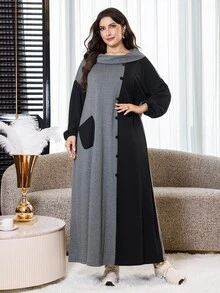 Al Najma Plus Size Women's Colorblock Casual Party & Travel Arabian Dress - Multicolor - View 5