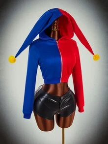 Amplova Halloween Party Clown Cosplay Hat Women's Sweatshirt - Multicolor - View 2