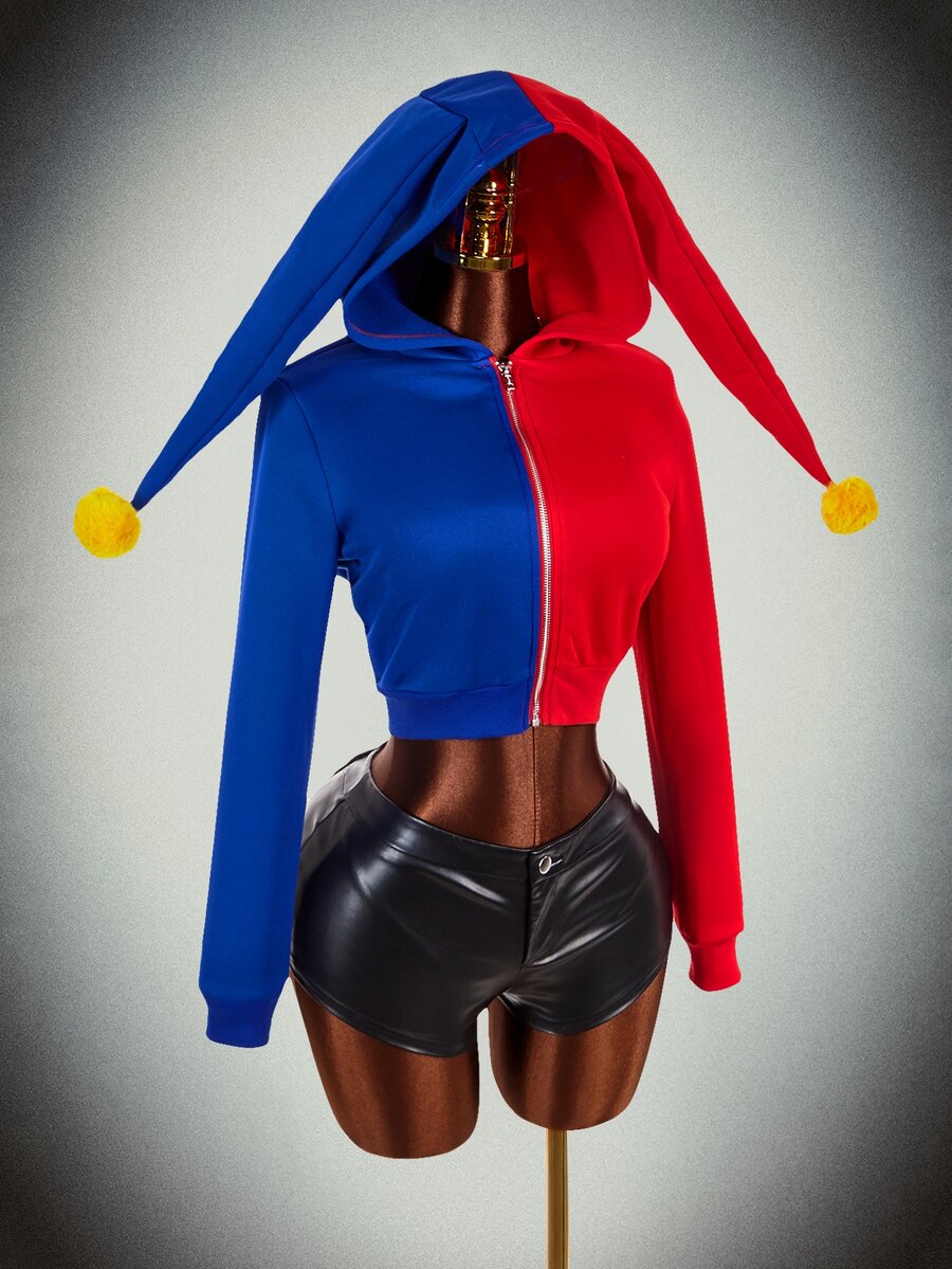 Amplova Halloween Party Clown Cosplay Hat Women's Sweatshirt - Multicolor - View 1