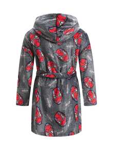Tween Boy Cartoon Pattern Kids Long Sleeve Hooded Loungewear Robe Autumn Winter - Multicolor - View 2
