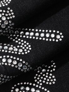 DAZY Women's Casual Daily Denim Jeans With Pocket, Button And Letter Pattern - Black - View 9