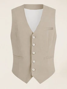 EASEVO Plus Size Men's Solid Color Single-Breasted Casual Versatile Suit Vest - Apricot - View 6