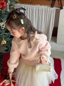 DAZY Infant/Toddler (Girl) Turn Collar Autumn/Winter Long Sleeve Cartoon Sweater - Pink - View 3