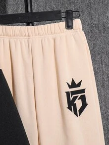 SHEIN Bộ 2 món áo nỉ và quần dài phối màu cho bé trai tuổi teen, phong cách thường ngày, thoải mái, thời trang, đa năng, chất vải mềm, phù hợp mặc hằng ngày và đi học - Nhiều màu - Xem 7