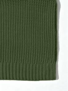 Trelyra 女款素色不對稱肩休閒日常針織洋裝 - 軍綠色 - 查看 6