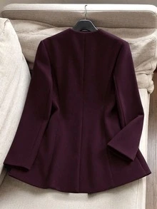 GlowEve CURVE Plus Size New Fashion Fall/Winter Long Sleeve Casual Elegant Business Casual Women's Jacket Formal Evening Purple Work Wear Women Winter Party Beach - Burgundy - View 2