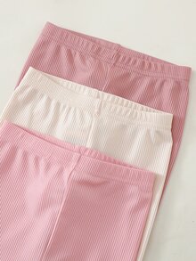 女嬰可愛休閒針織純色長袖上衣彈性腰長褲6件套 - 粉色 - 查看 5