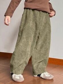 SHEIN Teen Boy Casual Everyday Long Pants - Army Green - View 2