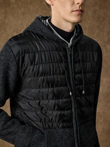 Manfinity CityGents Men's Autumn/Winter Knit Cardigan Sweater Jacket With Hood - Black - View 2