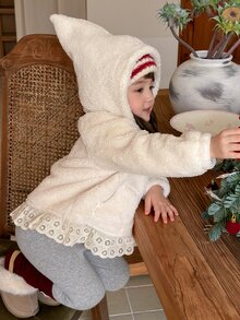 DAZY Baby Girl Casual Versatile Everyday Outing Hooded Jacket - Apricot - View 6