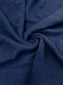 SHEIN 大尺碼女款純色休閒寬鬆長袖開襟衫 秋冬款 - 寶藍色 - 查看 6