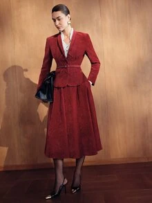 MOTF PREMIUM WOMEN'S AUTUMN/WINTER VINTAGE FULL SKIRT - Redwood - View 1