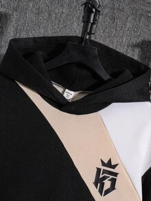 SHEIN Bộ 2 món áo nỉ và quần dài phối màu cho bé trai tuổi teen, phong cách thường ngày, thoải mái, thời trang, đa năng, chất vải mềm, phù hợp mặc hằng ngày và đi học - Nhiều màu - Xem 4