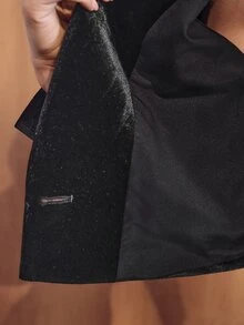 MOTF PREMIUM WOMEN'S AUTUMN/WINTER EMBROIDERED LAPEL SHORT LONG SLEEVE BLAZER JACKET - Black - View 8