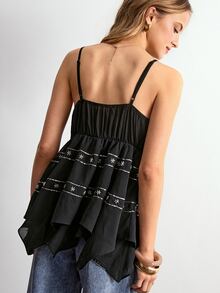 Willow Rêve Women's Black Sequin Embroidered Camisole Top - Black - View 2