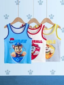SHEIN | PAW Patrol Áo top mặc thường ngày phong cách casual in chữ và hoạt hình cho bé trai - Xanh và trắng - Xem 3