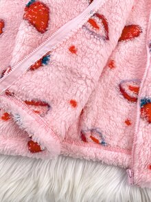 SHEIN Tween Girl Thermal Lined Tween Girl Thick Bow Hooded Zip-Up Jacket Fall/Winter - Pink - View 11