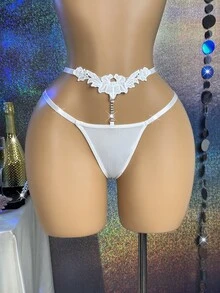 MidnightGlam 1pc Rose Water-Soluble Flower Fashion Thong - White - View 1