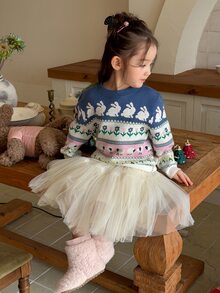 DAZY Infant/Toddler (Girl) Round Neck Floral Spring/Summer Korean Style Long Sleeve Autumn/Winter Sweater - Blue - View 9
