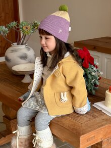 Dazy Kids Infant (Girl) Hooded Fleece-Like Korean Style Long Sleeve Autumn/Winter Woolen - Yellow - View 1