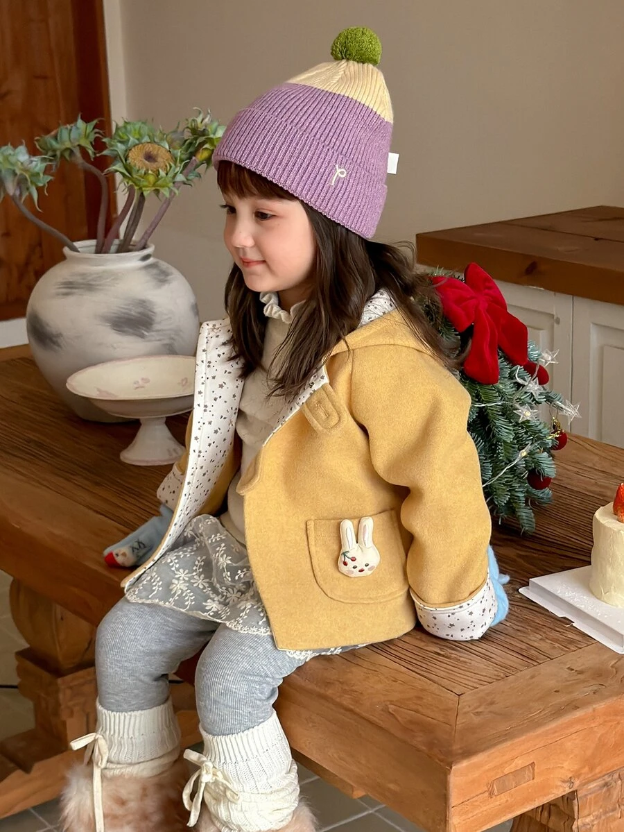Dazy Kids Infant (Girl) Hooded Fleece-Like Korean Style Long Sleeve Autumn/Winter Woolen - Yellow - View 1