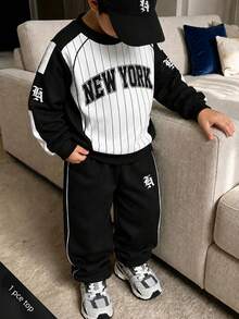 Young Boy Long Sleeve Crew Neck Sweatshirt With Cartoon Pattern - Multicolor - View 1