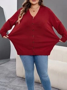 SHEIN CURVE+ 大尺碼黑色冬季休閒日常針織開襟衫 8XL，女裝 6XL 5XL XXL 哥德風萬聖節服裝，蜘蛛網印花秋季透視緊身褲 - 紅色 - 查看 7
