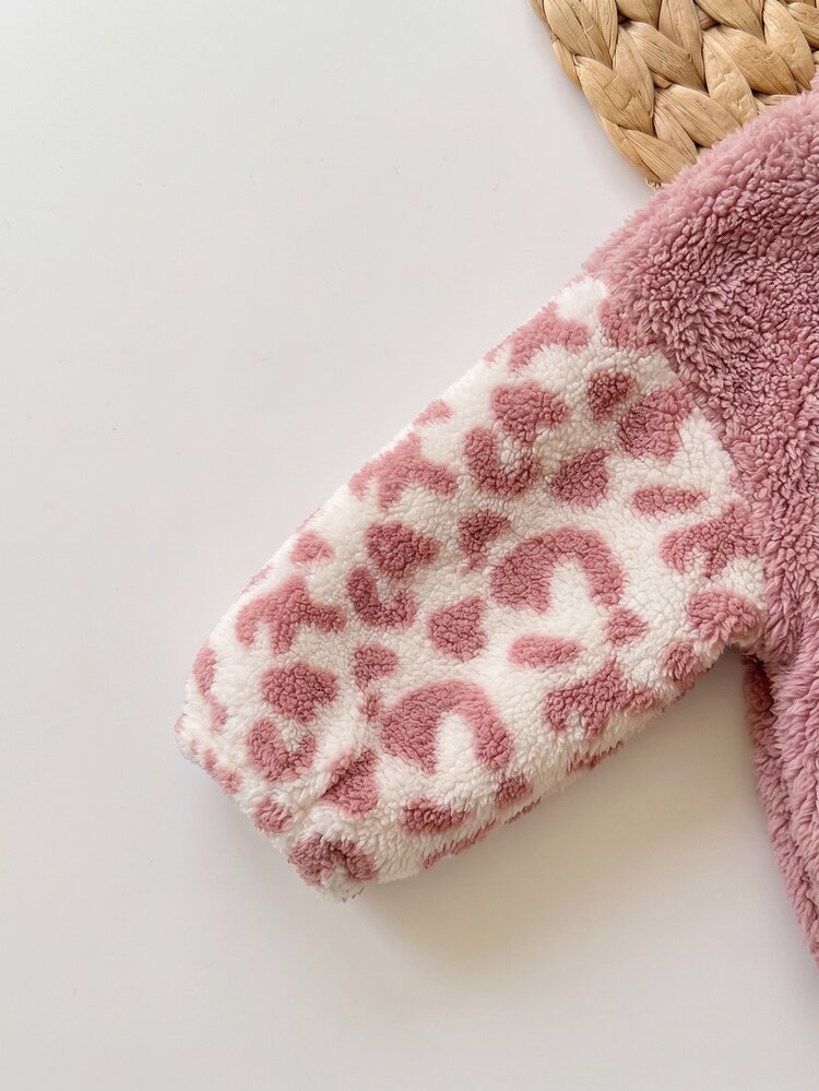 SHEIN 2pcs Babygirl Casual Fluffy Leopard Print Stand Collar Jacket, Autumn/Winter Fall - Multicolor - View 4