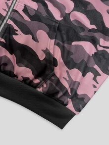 SHEIN x Carly Lawrence INAWLY 女款迷彩休閒日常穿著連帽衛衣 - 灰色 - 查看 4