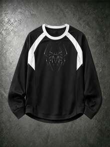 Gym Rark Men's Spider Print Contrast Color Long Sleeve Loose Fit Sports T-Shirt - Black - View 3