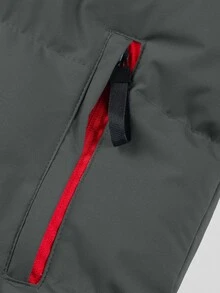 Manfinity Homme Men's Hooded Zipper Vest Winter Coat , Fall Winter, Puffer - Dark Grey - View 6