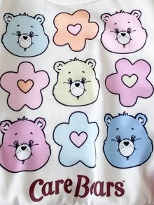SHEIN X Care Bears 女童休閒圓領長袖運動衫與內搭褲2件套，適合秋冬穿著 - 彩色 - 查看 4