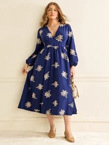Écloséra Curve Damklänning i plus size, fransk vintage med broderi, för bröllöpsgäst - Multifärgad - Visa 4