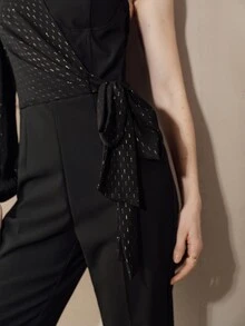 MOTF PREMIUM ONE-SHOULDER CHIFFON STRAPLESS FITTED ANKLE-LENGTH JUMPSUIT - Black - View 7